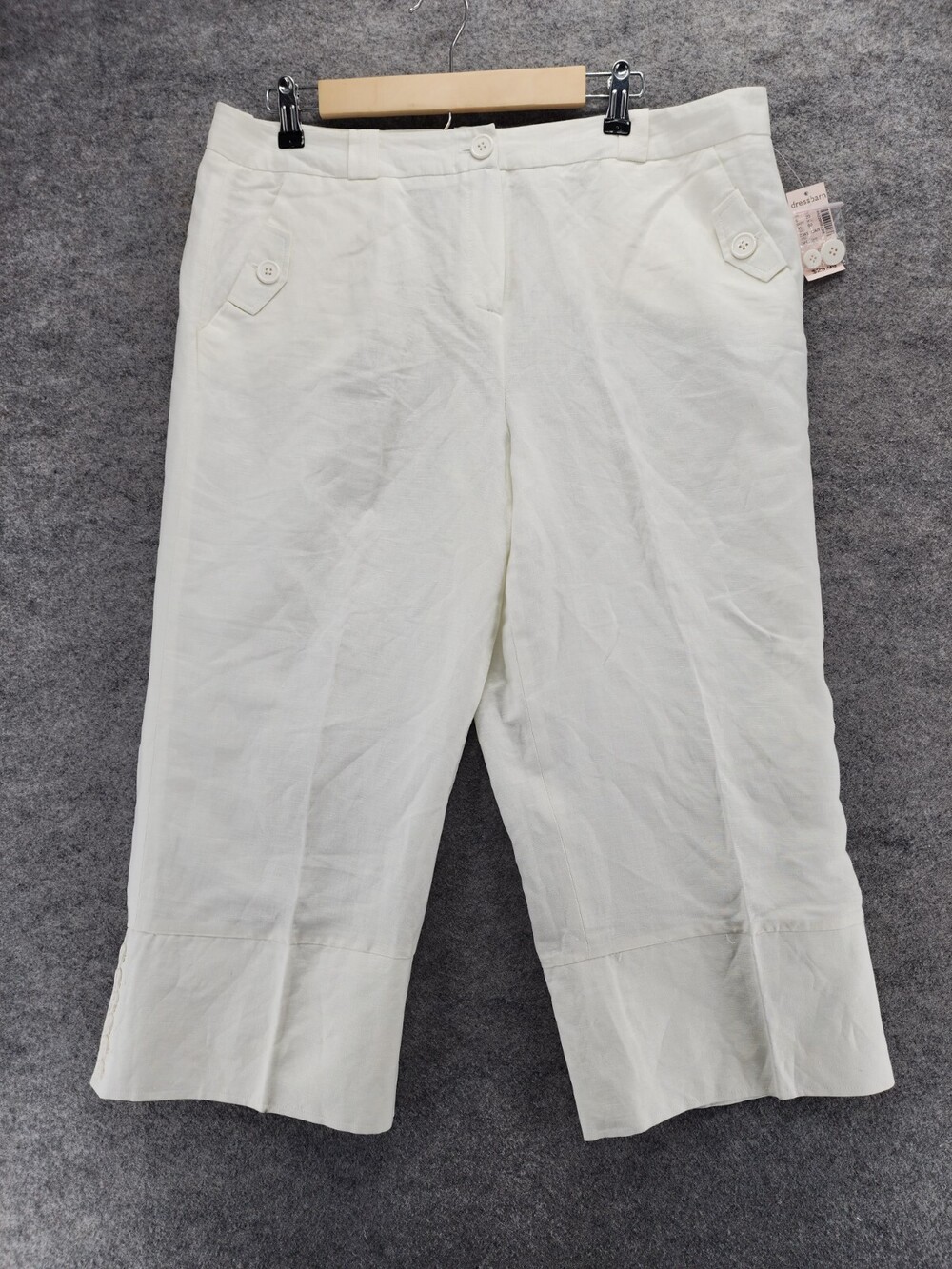 Dress Barn Pants Womens 16 Cropped White Linen Blend